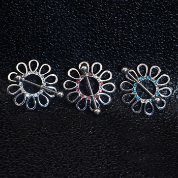 2 τμχ Ζεστό στρας από ανοξείδωτο χάλυβα Piercing Mamilo Nippel Piercing Pezon Jewelry 14G Classic Flower Petals Piercing θηλής