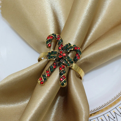 6db strasszos karácsonyi mankók szalvéta gyűrű tartó esküvői fogadásokhoz karácsonyi asztaldísz Halloween dekor HWC21