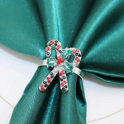 6db strasszos karácsonyi mankók szalvéta gyűrű tartó esküvői fogadásokhoz karácsonyi asztaldísz Halloween dekor HWC21