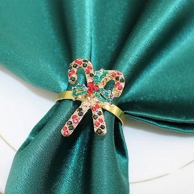 6db strasszos karácsonyi mankók szalvéta gyűrű tartó esküvői fogadásokhoz karácsonyi asztaldísz Halloween dekor HWC21