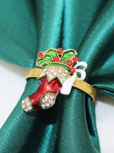 6db strasszos karácsonyi mankók szalvéta gyűrű tartó esküvői fogadásokhoz karácsonyi asztaldísz Halloween dekor HWC21