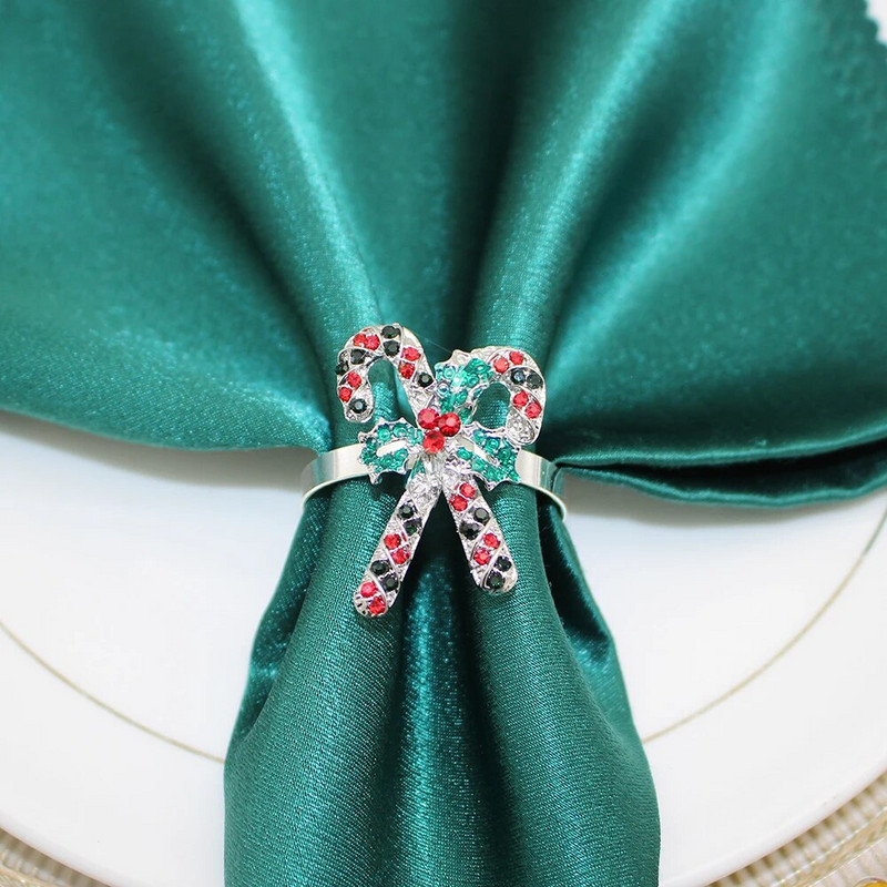 6db strasszos karácsonyi mankók szalvéta gyűrű tartó esküvői fogadásokhoz karácsonyi asztaldísz Halloween dekor HWC21