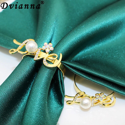 6 gab. Valentīna dienas salvešu gredzeni Mīlestības vēstules Rhinestone salvešu turētāja gredzens kāzu Pateicības dienas dzimšanas dienas ballītes dekorēšanai