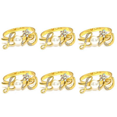 6 tk Ystävänpäivä salvrätiku sõrmused armastuskirjad kivist salvrätikuhoidja sõrmus pulmade tänupüha sünnipäevapeo kaunistamiseks