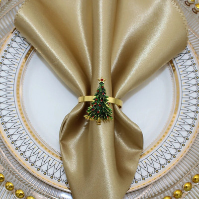6db Új zöld karácsonyfa szalvétagyűrű tartó karácsonyi esküvői fogadásokhoz Hálaadás otthoni ebédlőasztal dekoráció HWC147