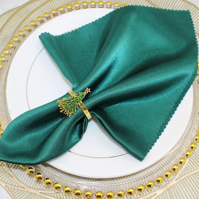 6db Új zöld karácsonyfa szalvétagyűrű tartó karácsonyi esküvői fogadásokhoz Hálaadás otthoni ebédlőasztal dekoráció HWC147