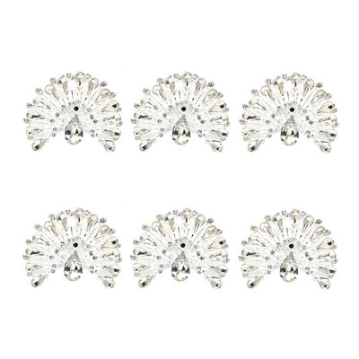 6Gb Zila Rhinestone salvešu gredzeni metāla pāva salvešu sprādze Pateicības Ziemassvētku kāzu ballītēm Vakariņas Dekors HWD147