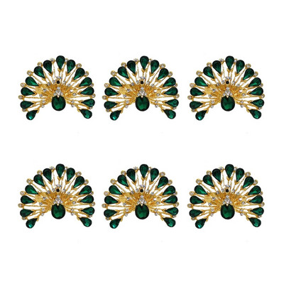 6Gb Zila Rhinestone salvešu gredzeni metāla pāva salvešu sprādze Pateicības Ziemassvētku kāzu ballītēm Vakariņas Dekors HWD147