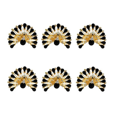 6Gb Zila Rhinestone salvešu gredzeni metāla pāva salvešu sprādze Pateicības Ziemassvētku kāzu ballītēm Vakariņas Dekors HWD147