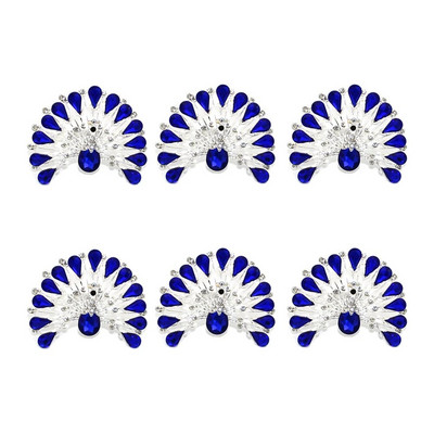 6Gb Zila Rhinestone salvešu gredzeni metāla pāva salvešu sprādze Pateicības Ziemassvētku kāzu ballītēm Vakariņas Dekors HWD147