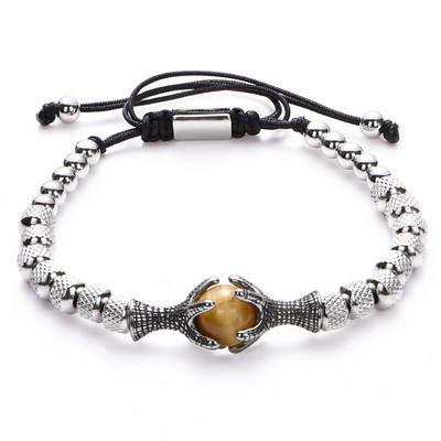 Gothic vīriešu ērgļa naga tīģera acs dabīgā akmens rokassprādze vīriešiem nerūsējošā tērauda pūķa naga pērlītēm rotaslietas dāvana