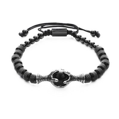 Gothic vīriešu ērgļa naga tīģera acs dabīgā akmens rokassprādze vīriešiem nerūsējošā tērauda pūķa naga pērlītēm rotaslietas dāvana