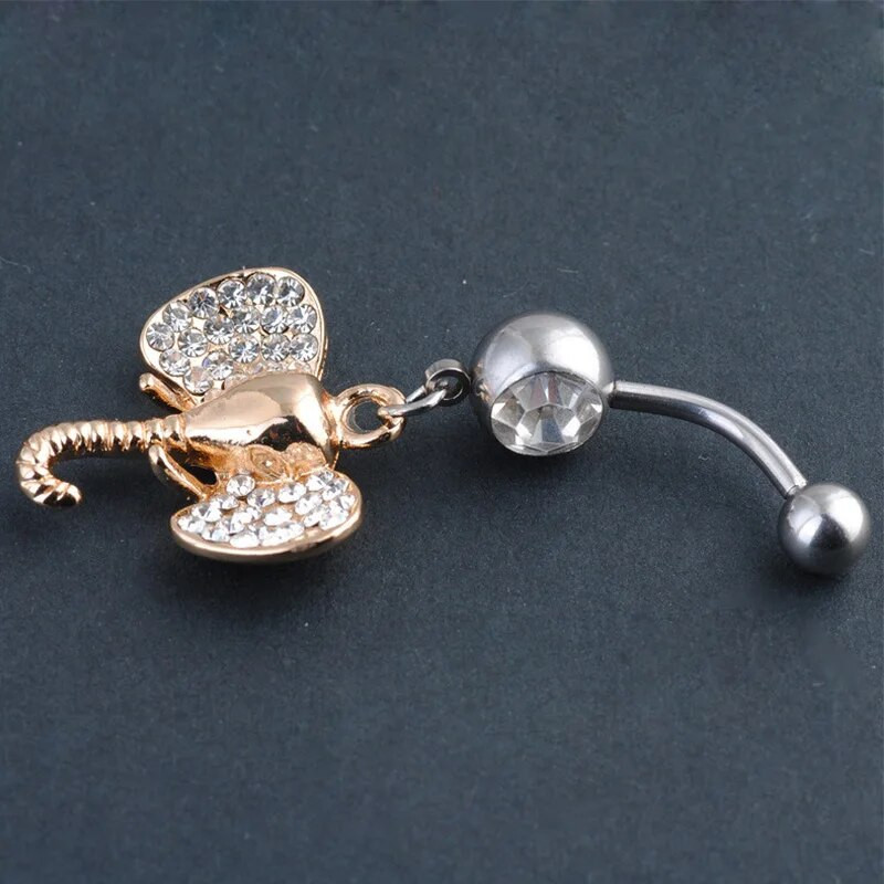 Aranyos, elegáns CZ sebészeti acél köldökgyűrűk, haspiercing, köldökpiercing Ombligo Nombril Joias Ouro