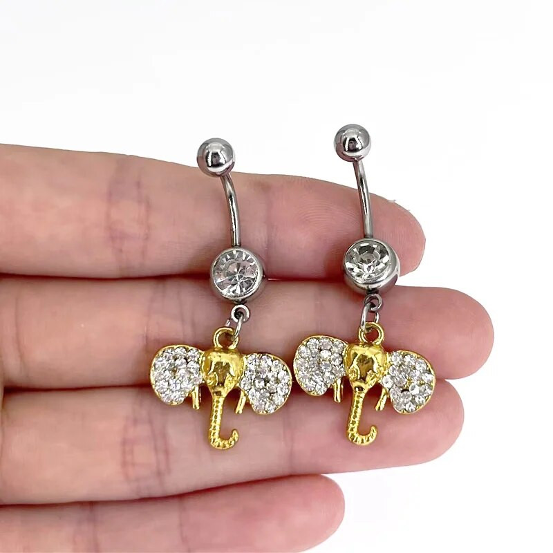 Aranyos, elegáns CZ sebészeti acél köldökgyűrűk, haspiercing, köldökpiercing Ombligo Nombril Joias Ouro