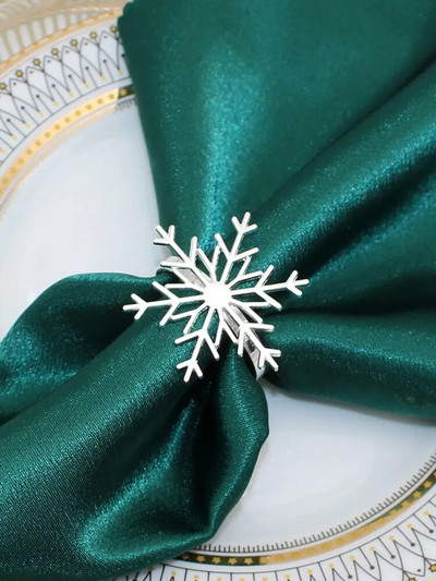 4Gb Ziemassvētku salvešu gredzeni Sliver Rhinestone Snowflake salvešu turētāja gredzeni Ziemassvētku ziemas svētku vakariņu ballītēm HWC130