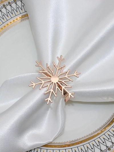 4Gb Ziemassvētku salvešu gredzeni Sliver Rhinestone Snowflake salvešu turētāja gredzeni Ziemassvētku ziemas svētku vakariņu ballītēm HWC130