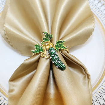 8 ΤΕΜ Δαχτυλίδια πετσέτας αγγουριού Πράσινο λαχανικό με σμάλτο λούφα για χαρτοπετσέτα για οικογενειακή συγκέντρωση γάμου Διακόσμηση τραπεζιού