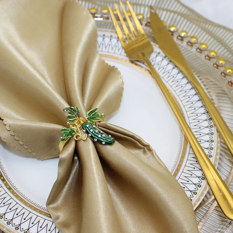 8GAB gurķu salvešu gredzeni zaļo dārzeņu augļu emaljas lufas salvešu turētājs kāzu ģimenes pulcēšanās vakariņu galda dekorēšanai