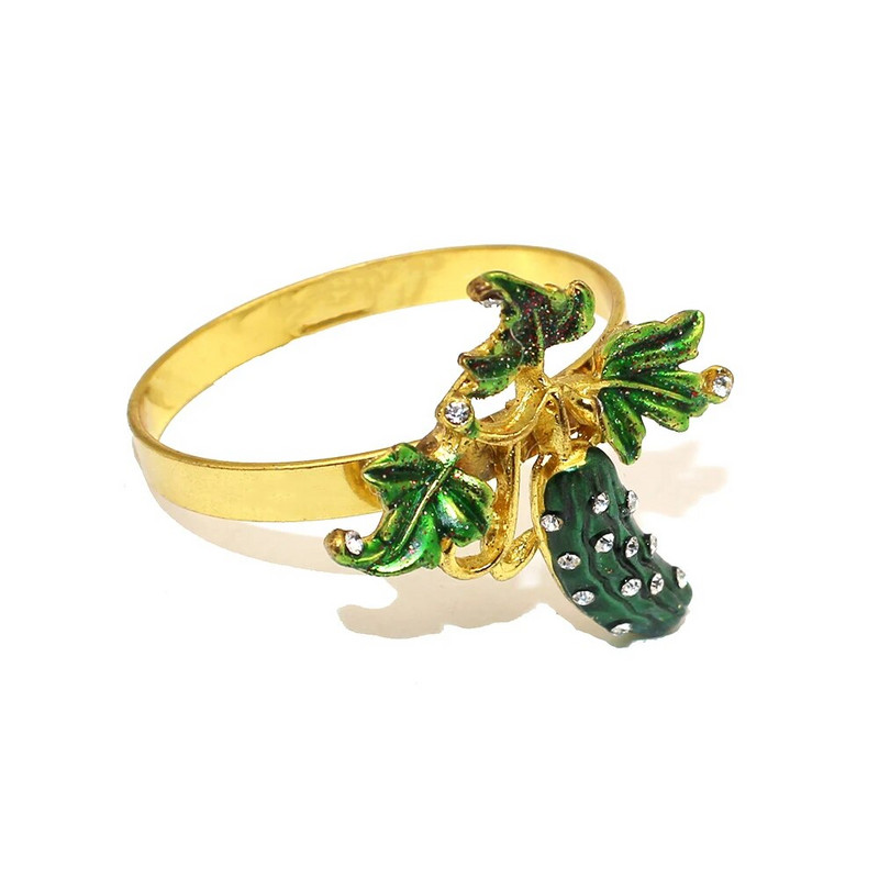 8GAB gurķu salvešu gredzeni zaļo dārzeņu augļu emaljas lufas salvešu turētājs kāzu ģimenes pulcēšanās vakariņu galda dekorēšanai