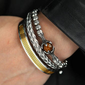 Ανδρικά σετ βραχιόλια Αξεσουάρ δώρου από φυσική πέτρα από ανοξείδωτο χάλυβα Βραχιόλια από σχοινί με χάντρες