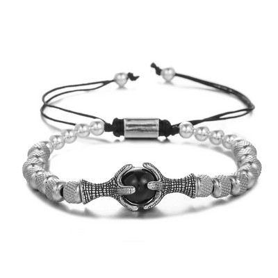 Ανδρικά σετ βραχιόλια Αξεσουάρ δώρου από φυσική πέτρα από ανοξείδωτο χάλυβα Βραχιόλια από σχοινί με χάντρες