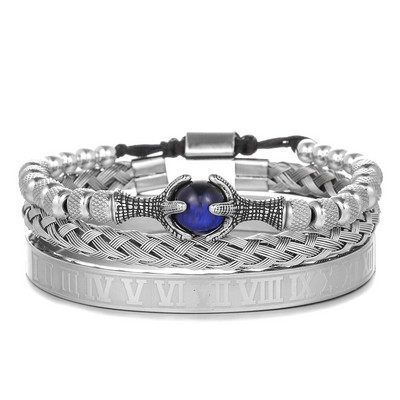 Ανδρικά σετ βραχιόλια Αξεσουάρ δώρου από φυσική πέτρα από ανοξείδωτο χάλυβα Βραχιόλια από σχοινί με χάντρες