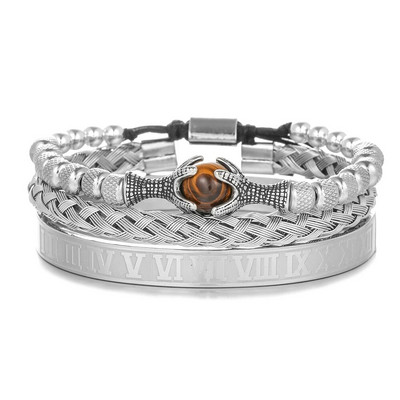 Ανδρικά σετ βραχιόλια Αξεσουάρ δώρου από φυσική πέτρα από ανοξείδωτο χάλυβα Βραχιόλια από σχοινί με χάντρες