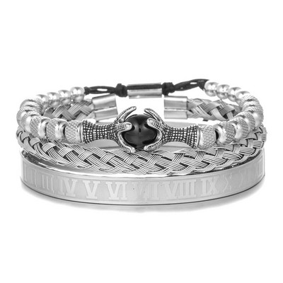 Ανδρικά σετ βραχιόλια Αξεσουάρ δώρου από φυσική πέτρα από ανοξείδωτο χάλυβα Βραχιόλια από σχοινί με χάντρες