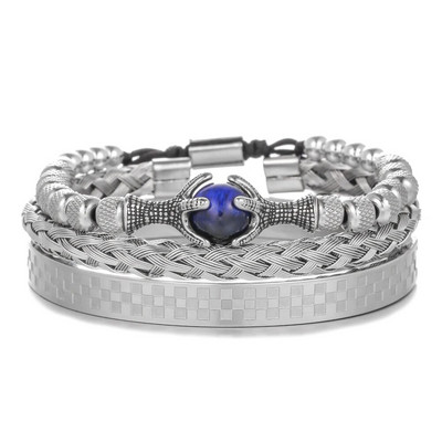 Ανδρικά σετ βραχιόλια Αξεσουάρ δώρου από φυσική πέτρα από ανοξείδωτο χάλυβα Βραχιόλια από σχοινί με χάντρες