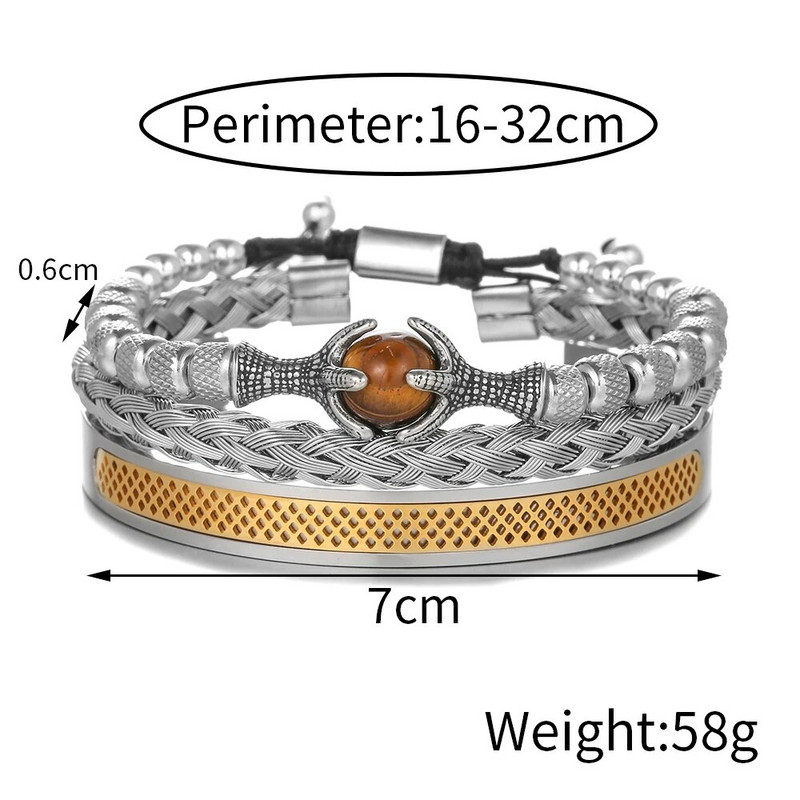 Ανδρικά σετ βραχιόλια Αξεσουάρ δώρου από φυσική πέτρα από ανοξείδωτο χάλυβα Βραχιόλια από σχοινί με χάντρες