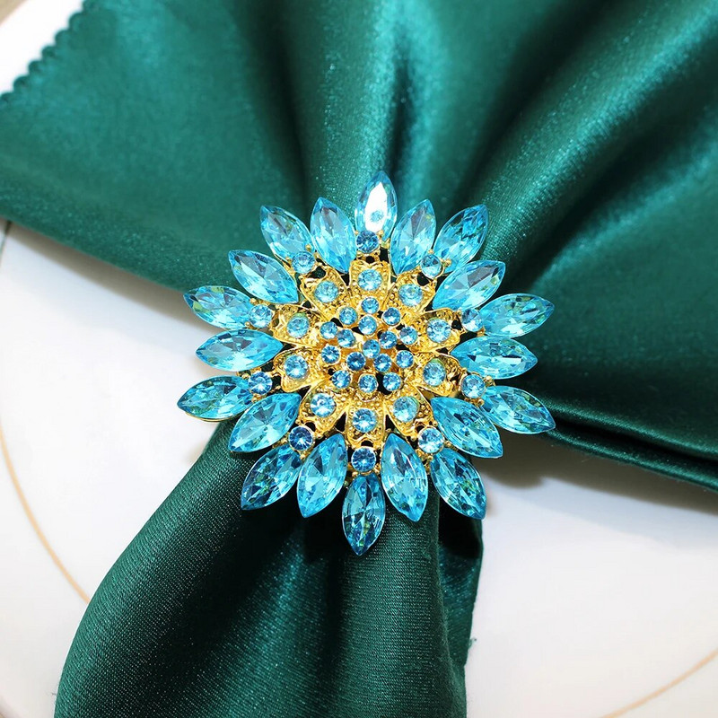 2Gb Kāzu līgavas dušas salvešu gredzeni Lieli kristāla kalnu kristāla ziedu salvešu turētājs kāzu pušķu dekorēšanai, galda dekors HWD48