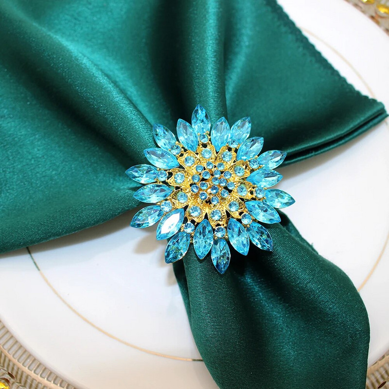 2Gb Kāzu līgavas dušas salvešu gredzeni Lieli kristāla kalnu kristāla ziedu salvešu turētājs kāzu pušķu dekorēšanai, galda dekors HWD48