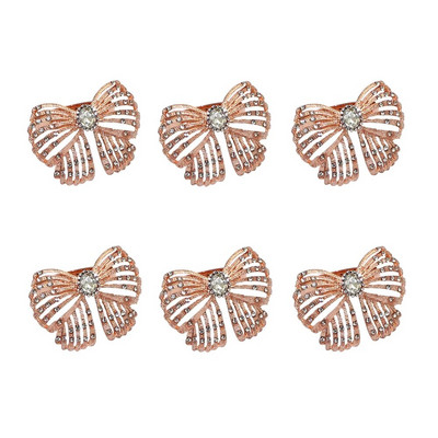 6 gab./komplekts Bowknot salvešu gredzeni rotā jūsu galdu Ziemassvētkos Pateicības diena Dzimšanas dienas Kāzās Izsmalcinātā banketu viesnīca HWD149
