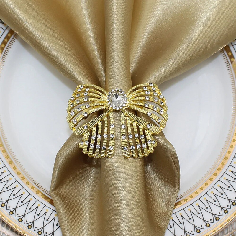 6 gab./komplekts Bowknot salvešu gredzeni rotā jūsu galdu Ziemassvētkos Pateicības diena Dzimšanas dienas Kāzās Izsmalcinātā banketu viesnīca HWD149