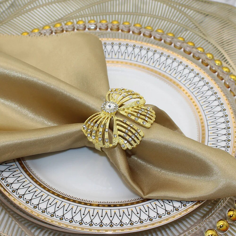 6 gab./komplekts Bowknot salvešu gredzeni rotā jūsu galdu Ziemassvētkos Pateicības diena Dzimšanas dienas Kāzās Izsmalcinātā banketu viesnīca HWD149