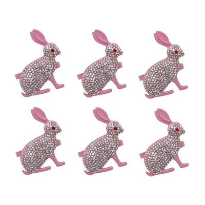 6Gb Zaķa salvešu gredzeni Rhinestone Trušu salvešu turētājs Pateicības dienai Valentīndienas banketu piknika dzimšanas dienas galda dekors HWH21