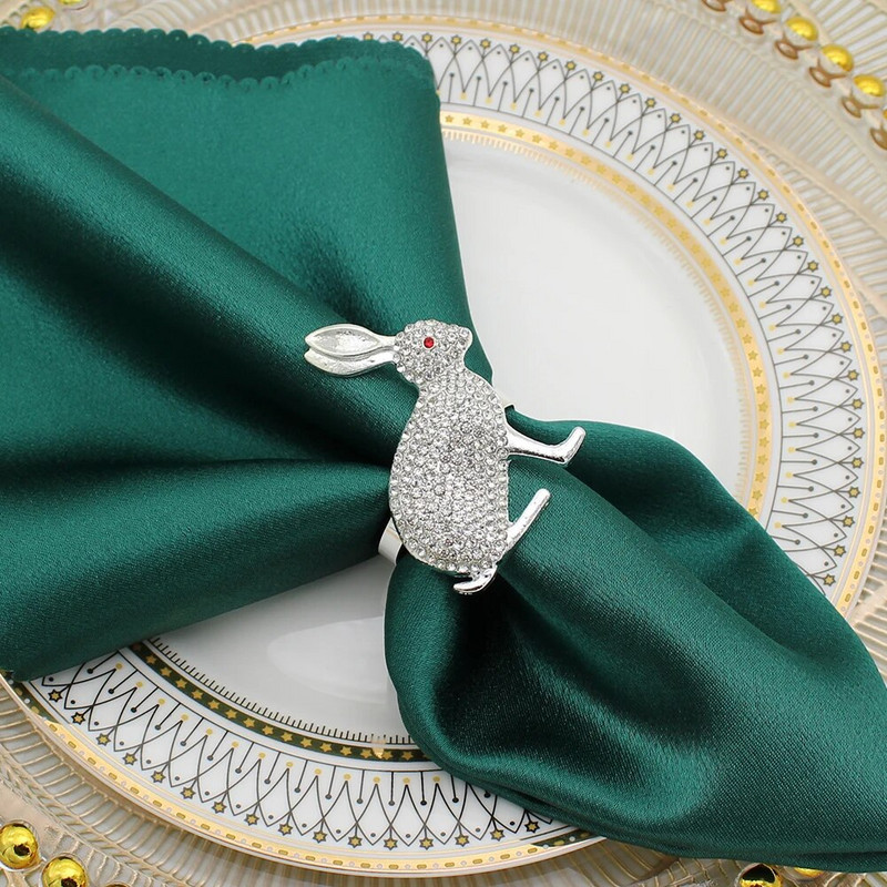 6Gb Zaķa salvešu gredzeni Rhinestone Trušu salvešu turētājs Pateicības dienai Valentīndienas banketu piknika dzimšanas dienas galda dekors HWH21