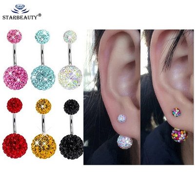 1 бр. Модни обеци Пиърсинг на хрущял Shellhard Barbell Zircon Stone Crystal Ear Stud Piercing Tragus за жени Бижута за тяло