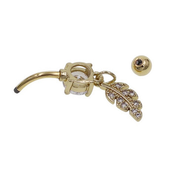 Χρυσό χρώμα Φύλλο κοιλιακό δαχτυλίδι Navel Piercing 14G Dangle Belly Button Ring χειρουργικά αξεσουάρ μόδας από ανοξείδωτο ατσάλι