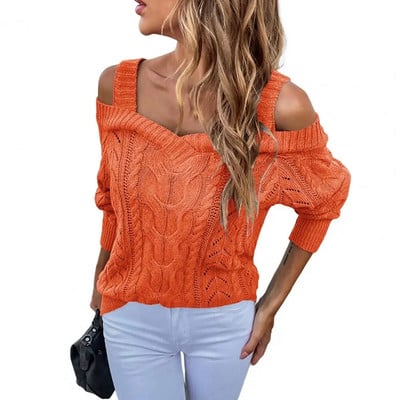 Ühevärvilised kudumid, termosügis, talvine naiste seksikas kampsun, kootud topid Naiste kootud kampsun igapäevaseks kandmiseks