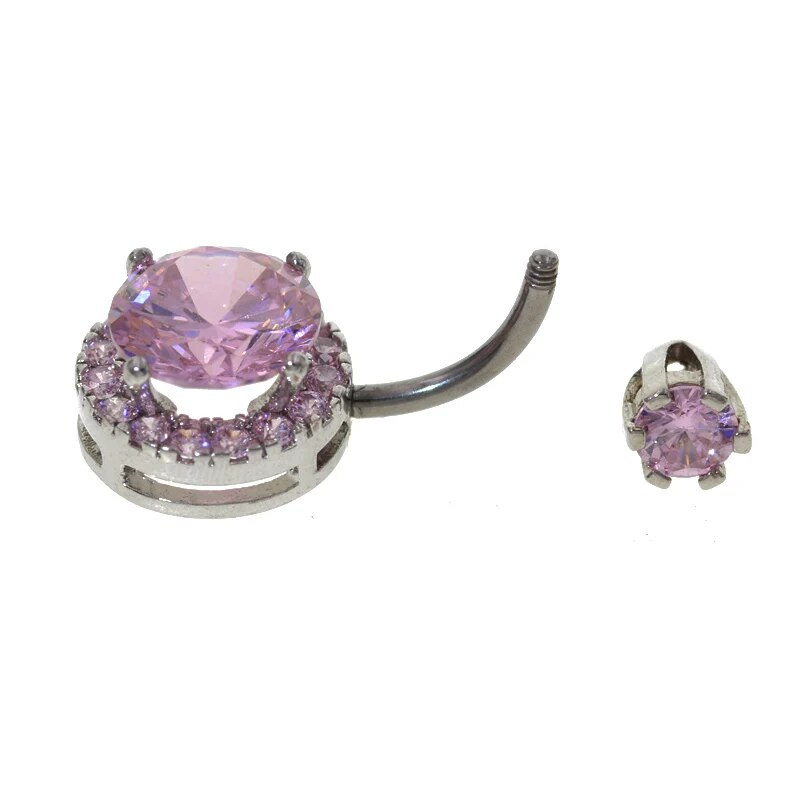 Kahepoolne särav kristallist kalliskivist kuulaugustamine Nombril varras ümmargune nabarõngad naba naba nööbiga kirurgilisest terasest seksikad ehted