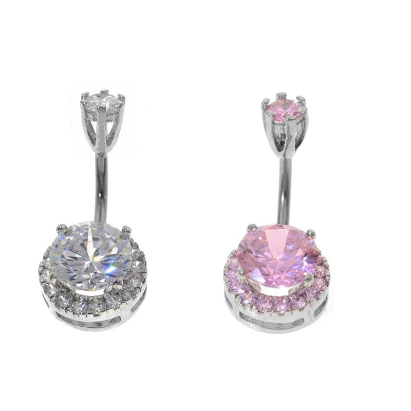 Kahepoolne särav kristallist kalliskivist kuulaugustamine Nombril varras ümmargune nabarõngad naba naba nööbiga kirurgilisest terasest seksikad ehted