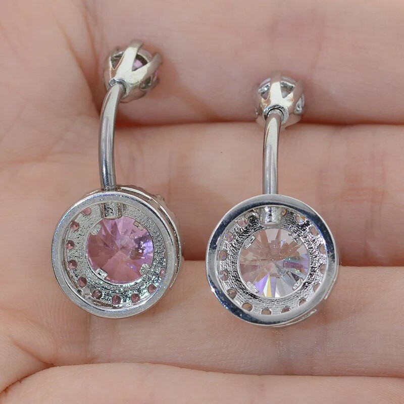 Kahepoolne särav kristallist kalliskivist kuulaugustamine Nombril varras ümmargune nabarõngad naba naba nööbiga kirurgilisest terasest seksikad ehted