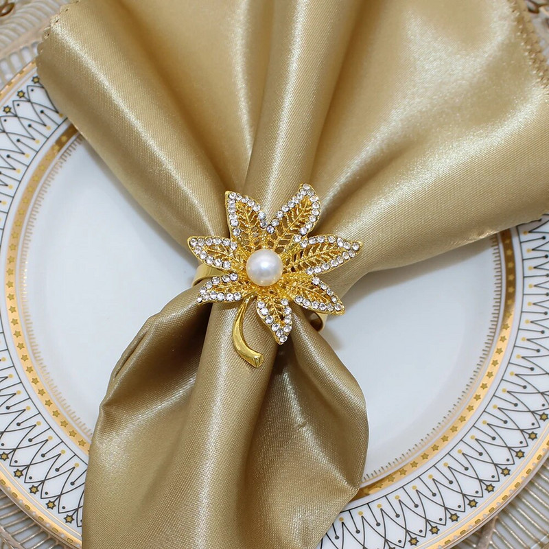 6Gb kļavu lapu salvešu gredzeni rudens salvešu sprādzes dimanta salvešu turētājs Pateicības dienai rudens tematiskā ballīšu galda dekors HWL19