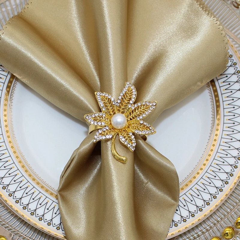 6Gb kļavu lapu salvešu gredzeni rudens salvešu sprādzes dimanta salvešu turētājs Pateicības dienai rudens tematiskā ballīšu galda dekors HWL19