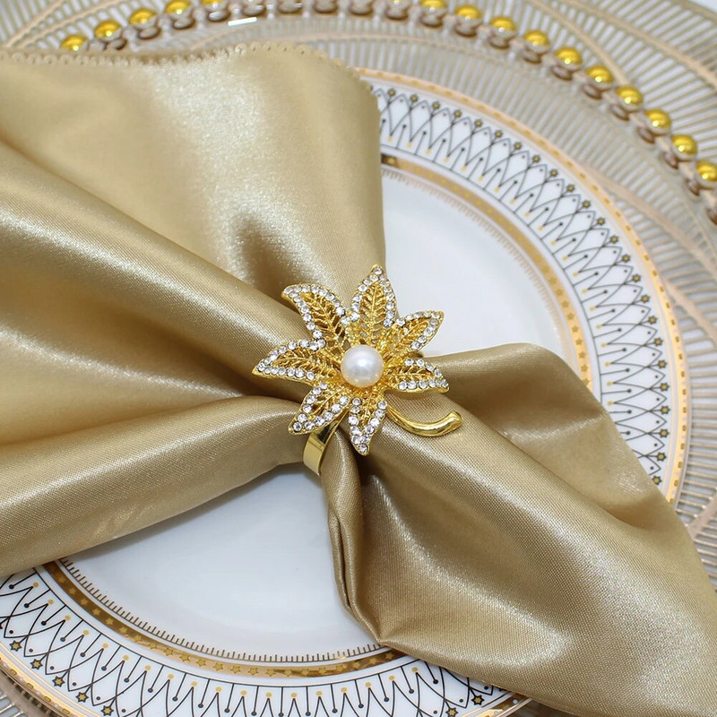 6Gb kļavu lapu salvešu gredzeni rudens salvešu sprādzes dimanta salvešu turētājs Pateicības dienai rudens tematiskā ballīšu galda dekors HWL19