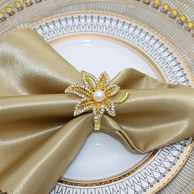 6Gb kļavu lapu salvešu gredzeni rudens salvešu sprādzes dimanta salvešu turētājs Pateicības dienai rudens tematiskā ballīšu galda dekors HWL19