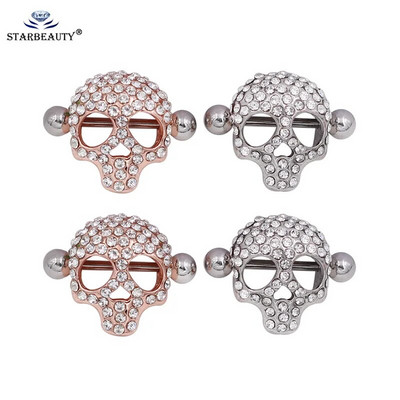 2 τεμάχια/Παρτίδα Cool Skull Piercing Shield Θηλή Piercing Sexy Bar Δαχτυλίδια Κοσμήματα Creative Punk Body Jewelry Piercing