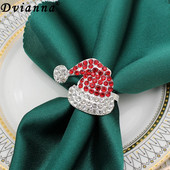 8Gb Ziemassvētku cepure, salvešu gredzeni, turētājs salvete sprādzes vakariņu galda dekors kāzu pateicības ballītei Ziemassvētku dekors HWC81