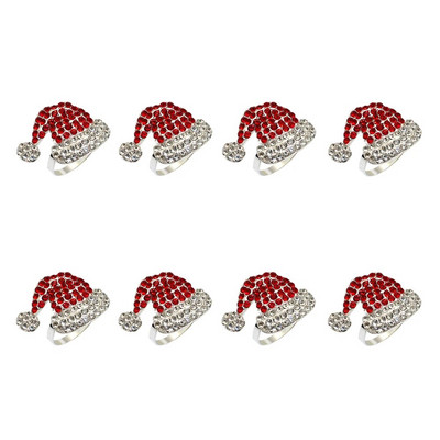 8Gb Ziemassvētku cepure, salvešu gredzeni, turētājs salvete sprādzes vakariņu galda dekors kāzu pateicības ballītei Ziemassvētku dekors HWC81